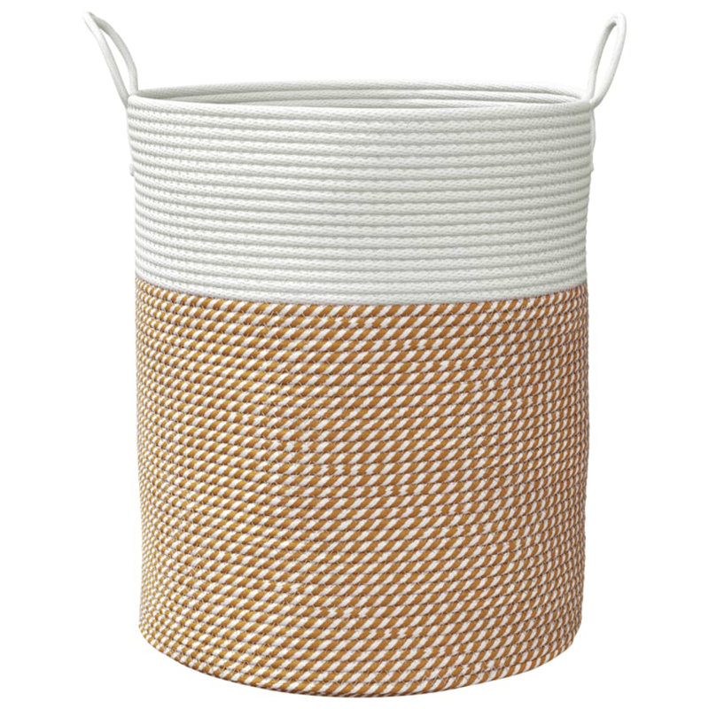 House Of Hampton Fabric Decorative Basket, Brown/White