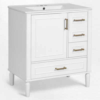 30" Single Bathroom Vanity With Ceramic Top