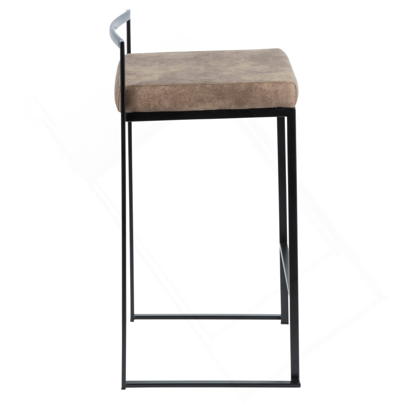 Tabouret de comptoir empilable Fuji, Brun, Noir