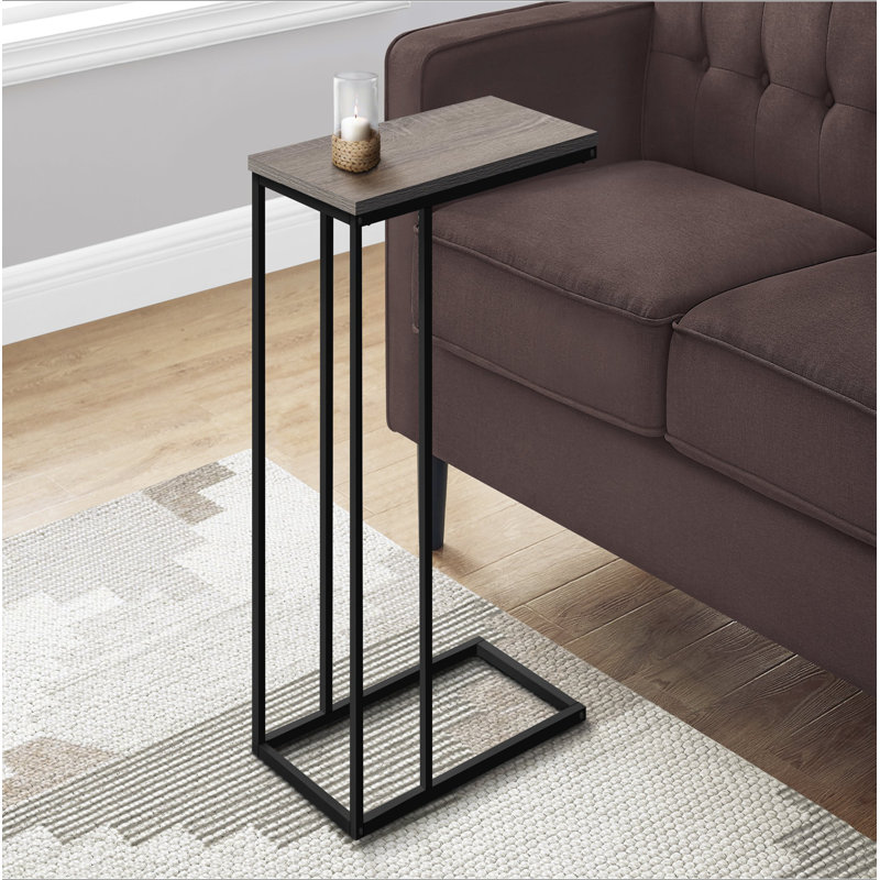 Table d'appoint, en forme de C, bout, côté, collation, salon, chambre à coucher, Taupe