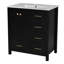 Ensemble de meuble-lavabo 30 po avec lavabo en céramique, armoire de rangement en bois massif, ensemble de meuble-lavabo autoportant avec 4 tiroirs et portes à fermeture douce, noir