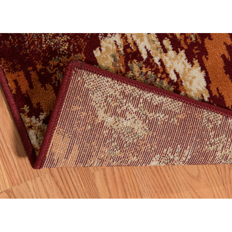 Tapis rouge à motif géométrique Randolph, Rectangle 12 pi 6 po x 15 pi