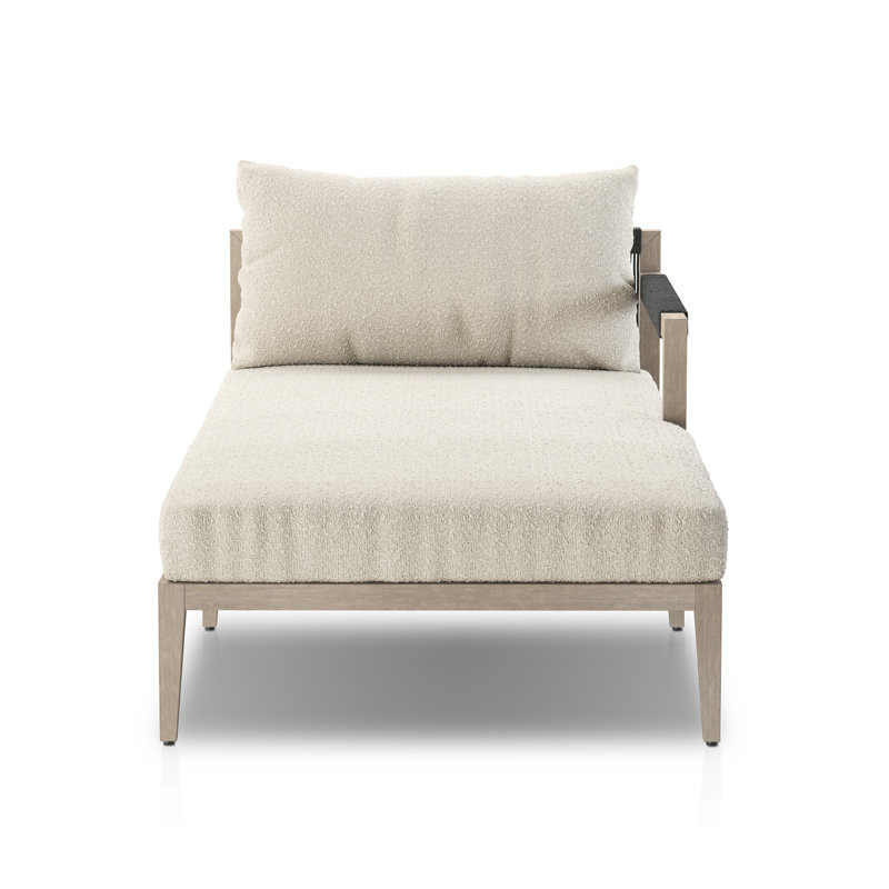 Sherwood Outdoor Chaise Lounge, Fiqa Cream Boucle, Weathered Gray/Dark Gray