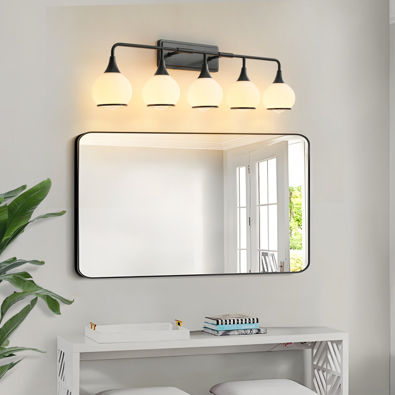 Éclairage de meuble-lavabo à intensité variable Lupe, Noir, noir, noir, noir, 5, Blanc