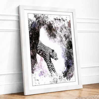 Descending Leopard Modern 1 Piece Single Picture Frame Wall Art