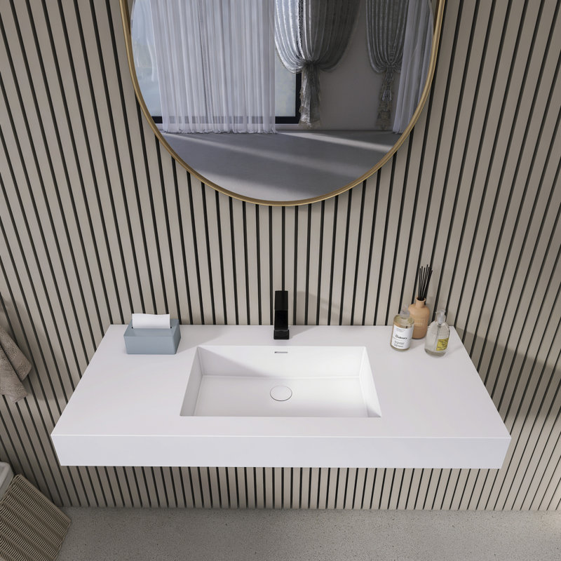 Lavabo de salle de bain contemporain en résine massif sans effort