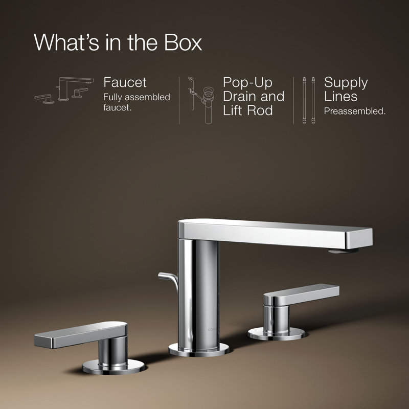 Composed Widespread Bathroom Faucet with Drain Assembly, Polished Chrome