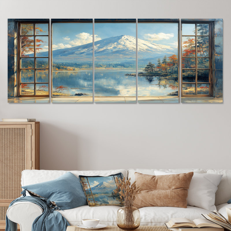 «White Winter Mount Fuji In Japon I», ensemble d'art mural sur toile Japon, H 32 po x l 80 po