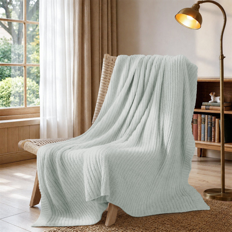 Jeté doux et moelleux en chenille réversible, Gris tourterelle