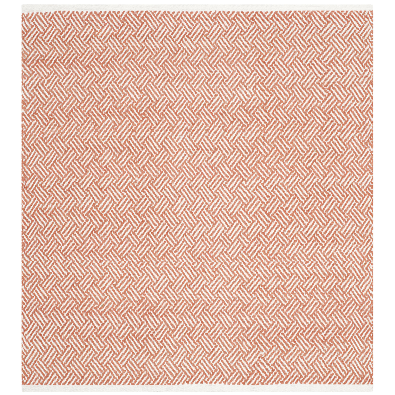 Evansdale Geometric Handmade Flatweave Cotton Orange Area Rug, Square 4'
