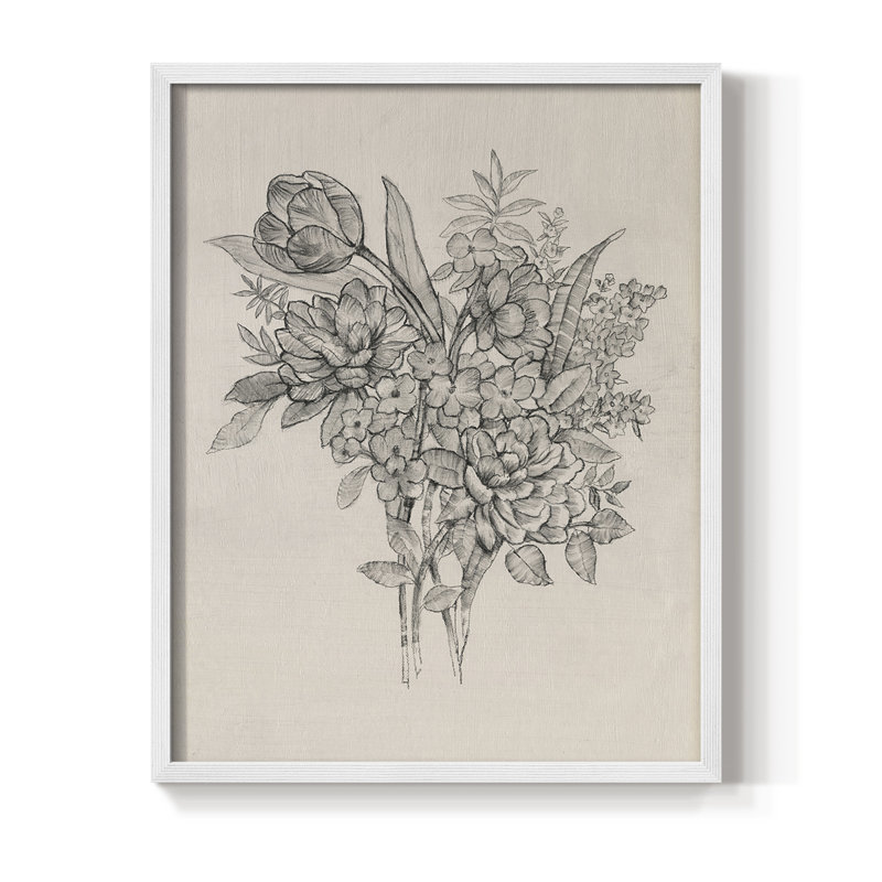Floral Bouquet I, reproduction encadrée - bois massif, Cadre simple blanc, H 20 po x l 16 po