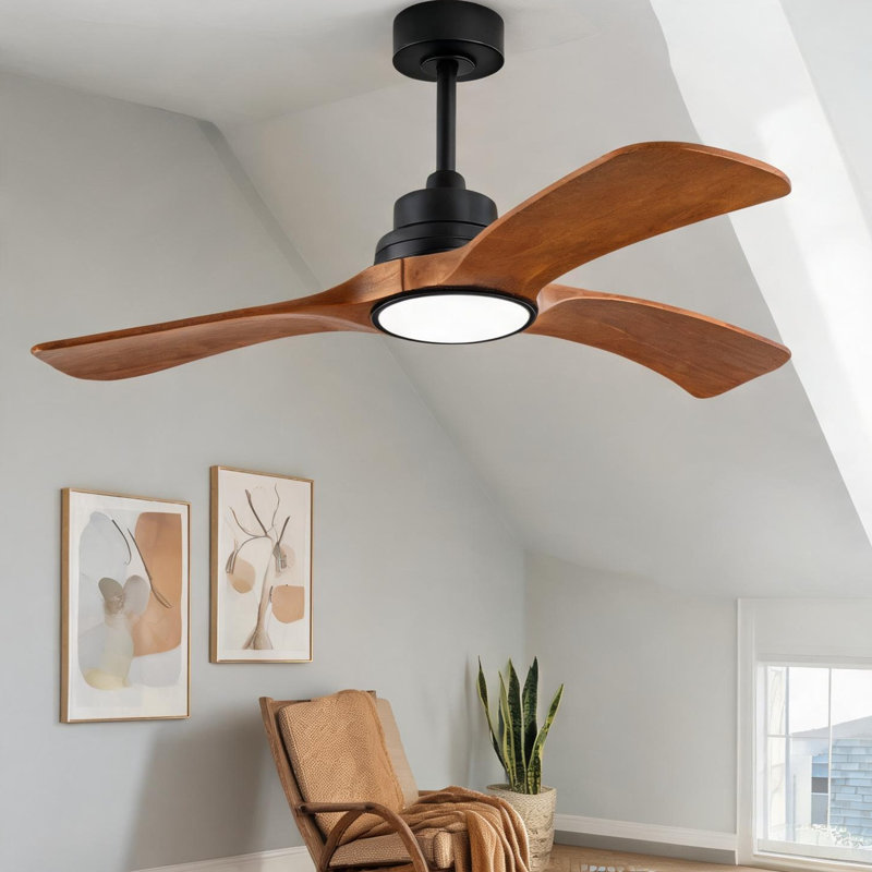 Ventilateur de plafond à distance en noir, 42 po, avec flux d'air saisonnier, moteur à courant continu, éclairage DEL