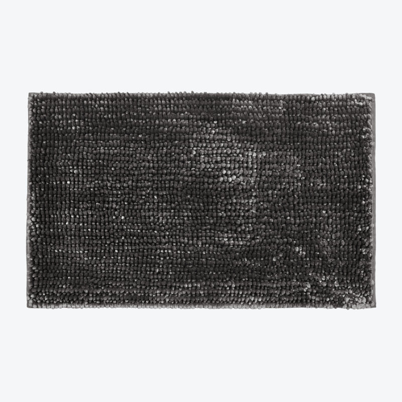 Margot Velvet Chenille Bobble Bath Mat, Charcoal