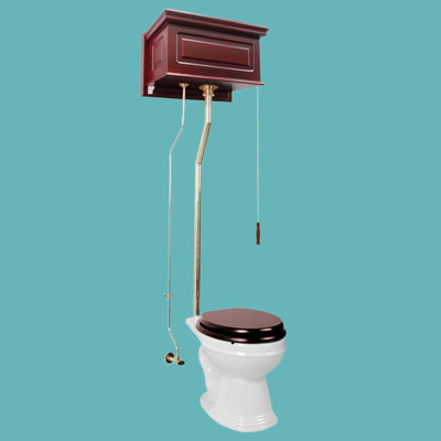 Toilette à réservoir haut avec cuve ronde