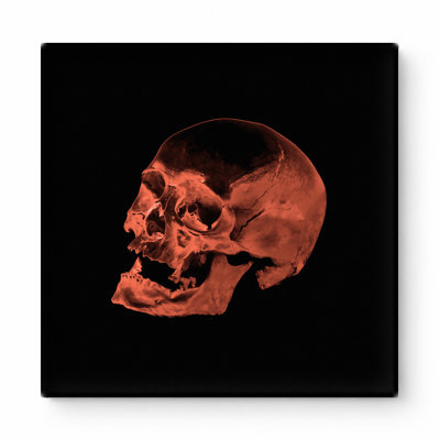 Red Skull on Black — Square Canvas Wall Art