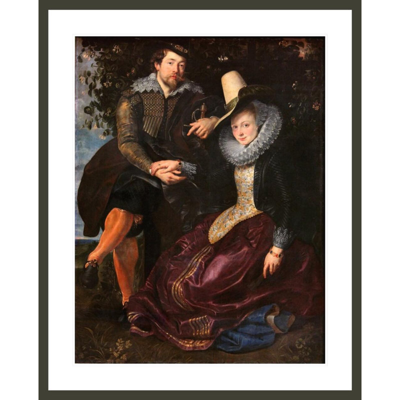 «The Artist and His First Wife Isabella Brant in the Honeysuckle Bower» par Peter Paul Rubens, impression giclée encadrée