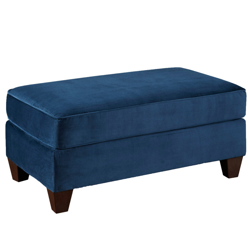 Fabric Cocktail In Navy - Upholstery With Welted Trim, Legs, Geometric Pattern, Rectangular For Living Room Blue Seat Fabric, High Foam, Area