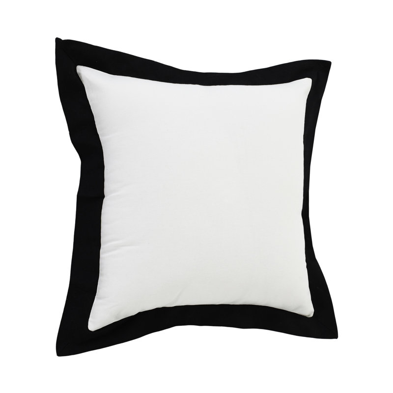 20" Black and White Cotton Geometric Throw Pillow