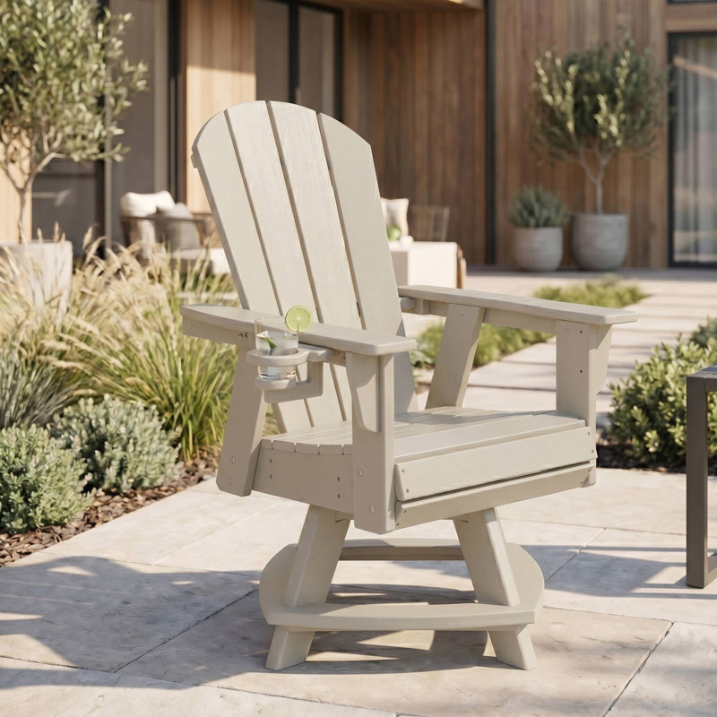 Chaise de salle à manger pivotante Adirondack avec porte-gobelet, Beige