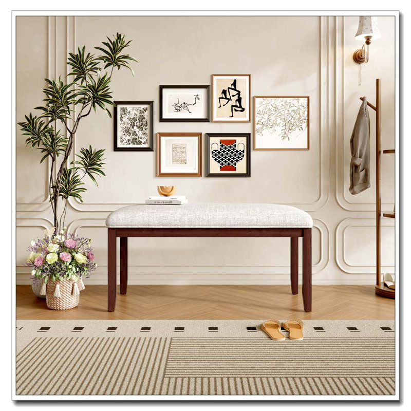 Banc rembourré pour chambre à coucher, Cerisier