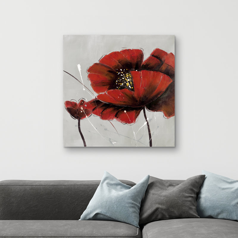 poppy flowers - 32"x32" art on canvas