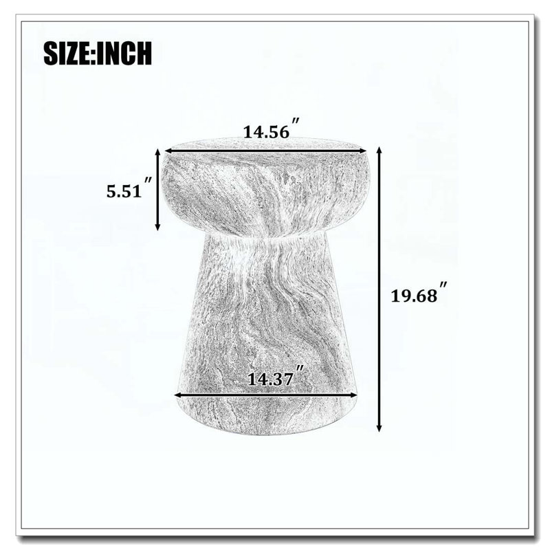 Outdoor Side Concrete Table for Patio Indoor Outdoor, Beige,Yellow-Mushroom-Shaped