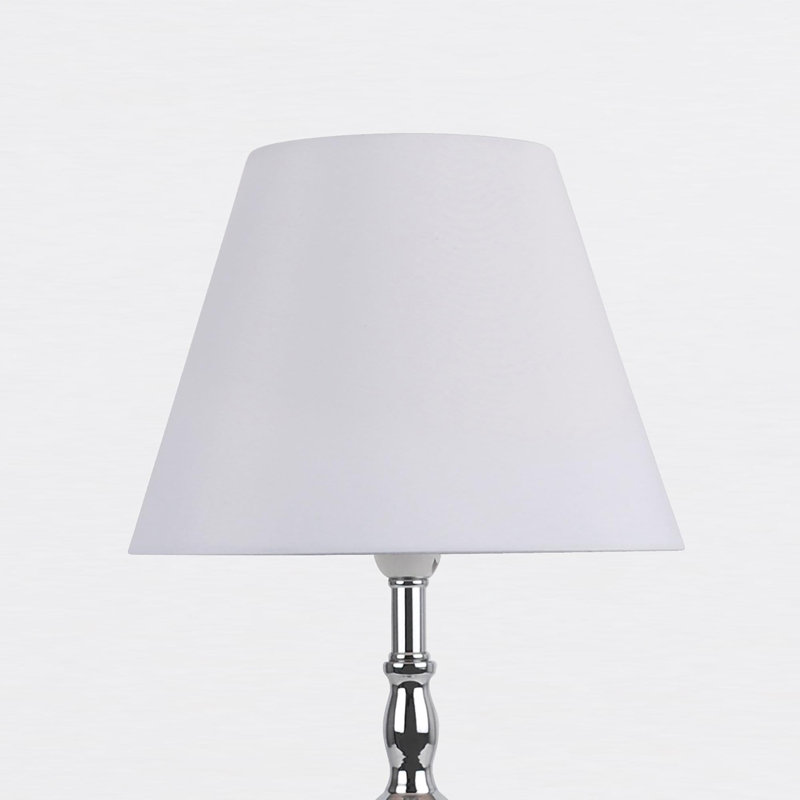 Lasley Metal Table Lamp, White, Polished Chrome