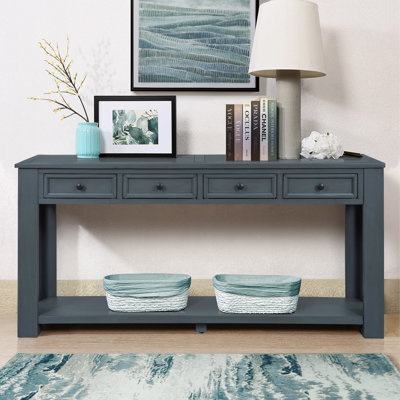 Desinae 63" Console Table Sofa Table with Storage Drawers and Bottom Shelf for Entryway Hallway
