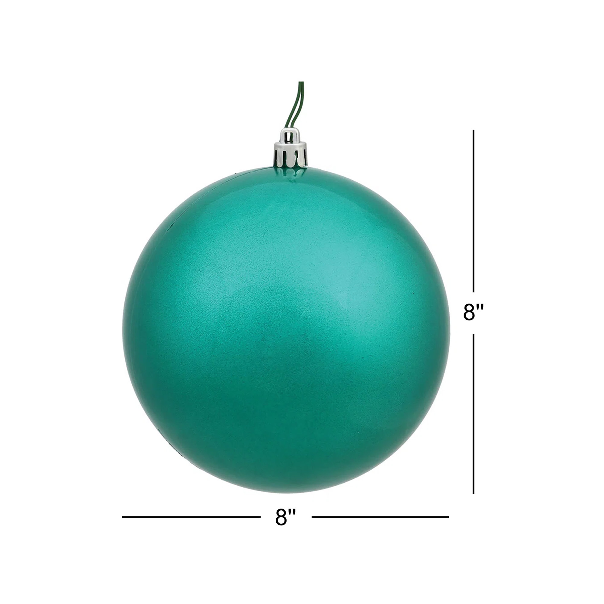Christmas Ball Ornament, 8" H x 8" W x 8" D, Teal