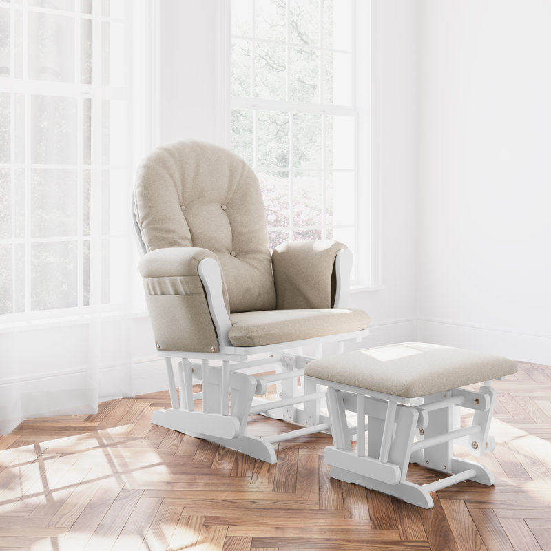 Fauteuil oscillant avec repose-pieds Hoop, Tourbillon taupe, Blanc