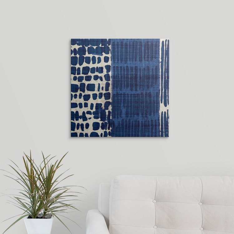 « i », reproduction d’art Indigo Batik, H 20 po x l 20 po x P 1,5 po, Toile