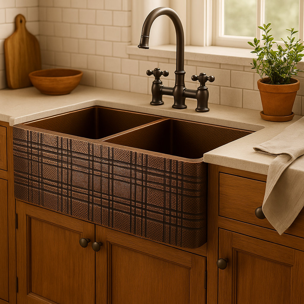 Williston Forge Blaydon 530mm W Double Bowl Copper Kitchen Sink
