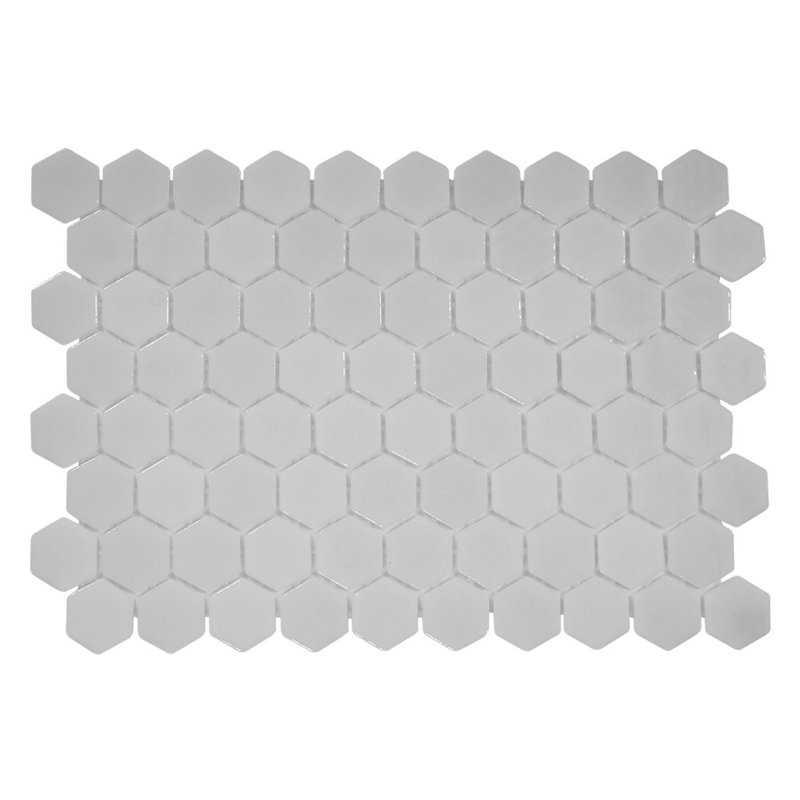 Glass Tile Love White Hot Love 11 in. X 16.325 in. Hexagonal Glass Mosaic Tile (10.76 sq. ft./case), Ideal for Kitchen Tile, Backsplash Tile, Bathroom Tile, and Pool Tile