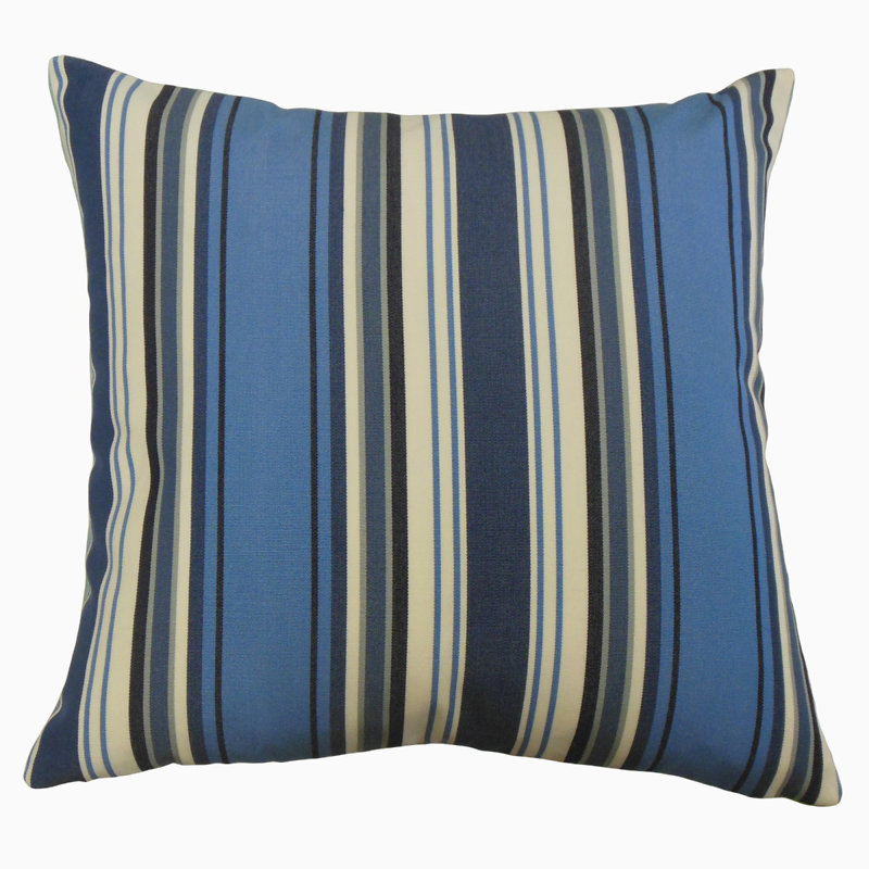 Oreiller Phomello, 20 po x 20 po, Bleu / blanc / noir, Coussin décoratif