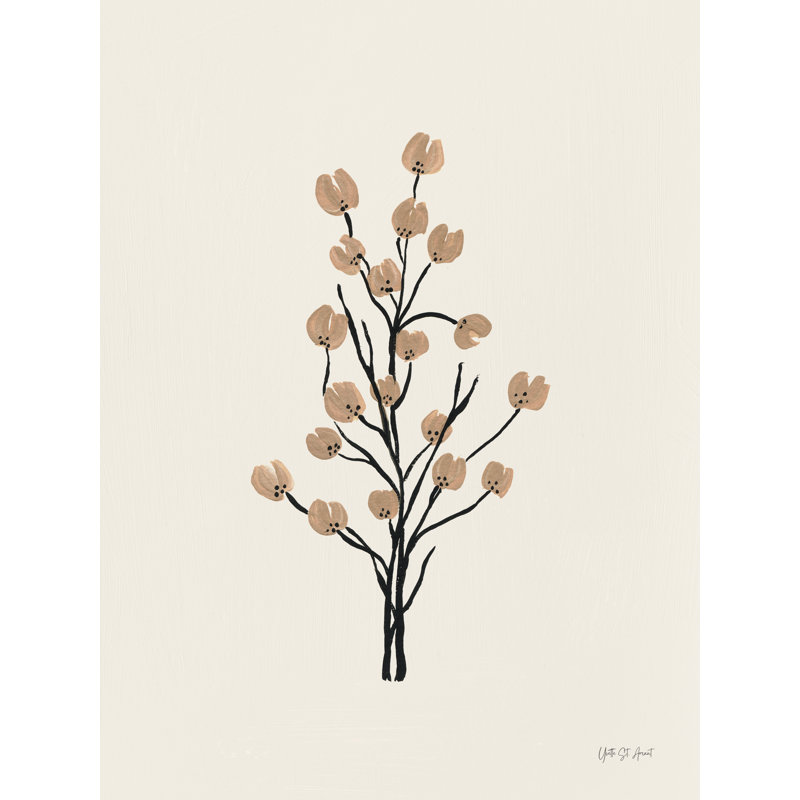 "Petite Floral IV", reproduction sur toile par Yvette St. Amant, Papier avec cadre simple noir, Oui, H 16 po x l 12 po