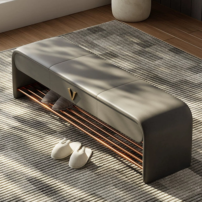 Banc de rangement rembourré pour chaussures, Gris