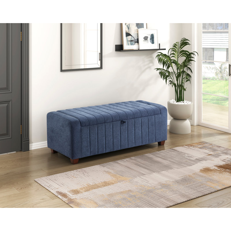 Repose-pieds rembourré avec rangement relevable Acadia, Bleu