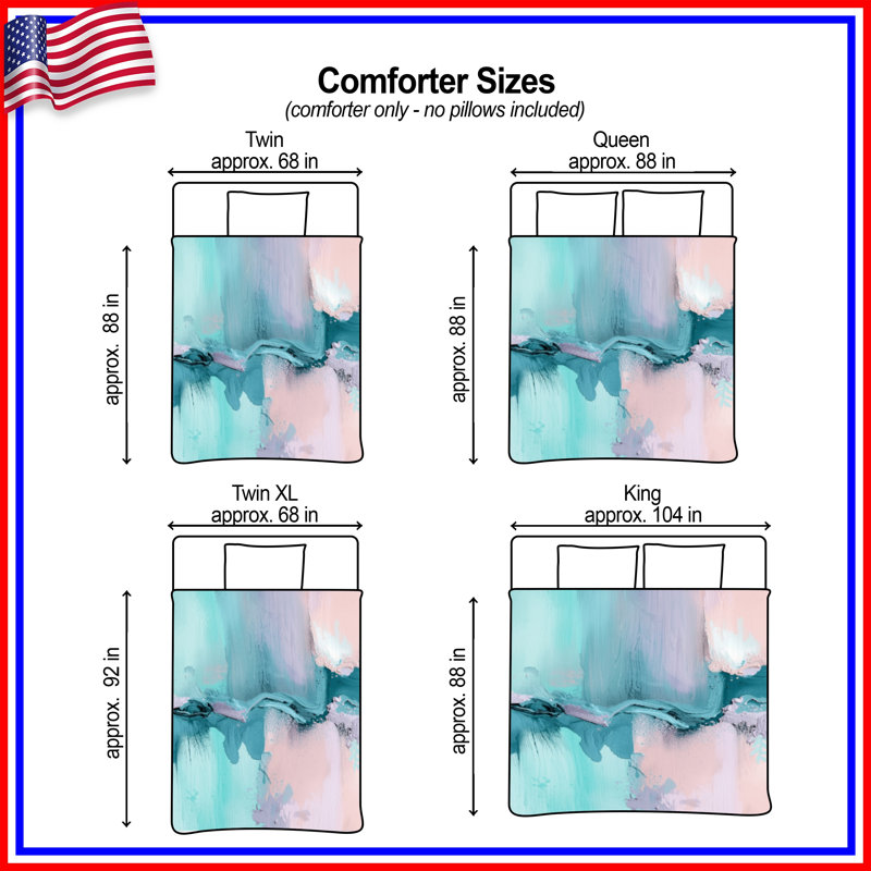 Blue Pink Brushstrokes Comforter, Queen