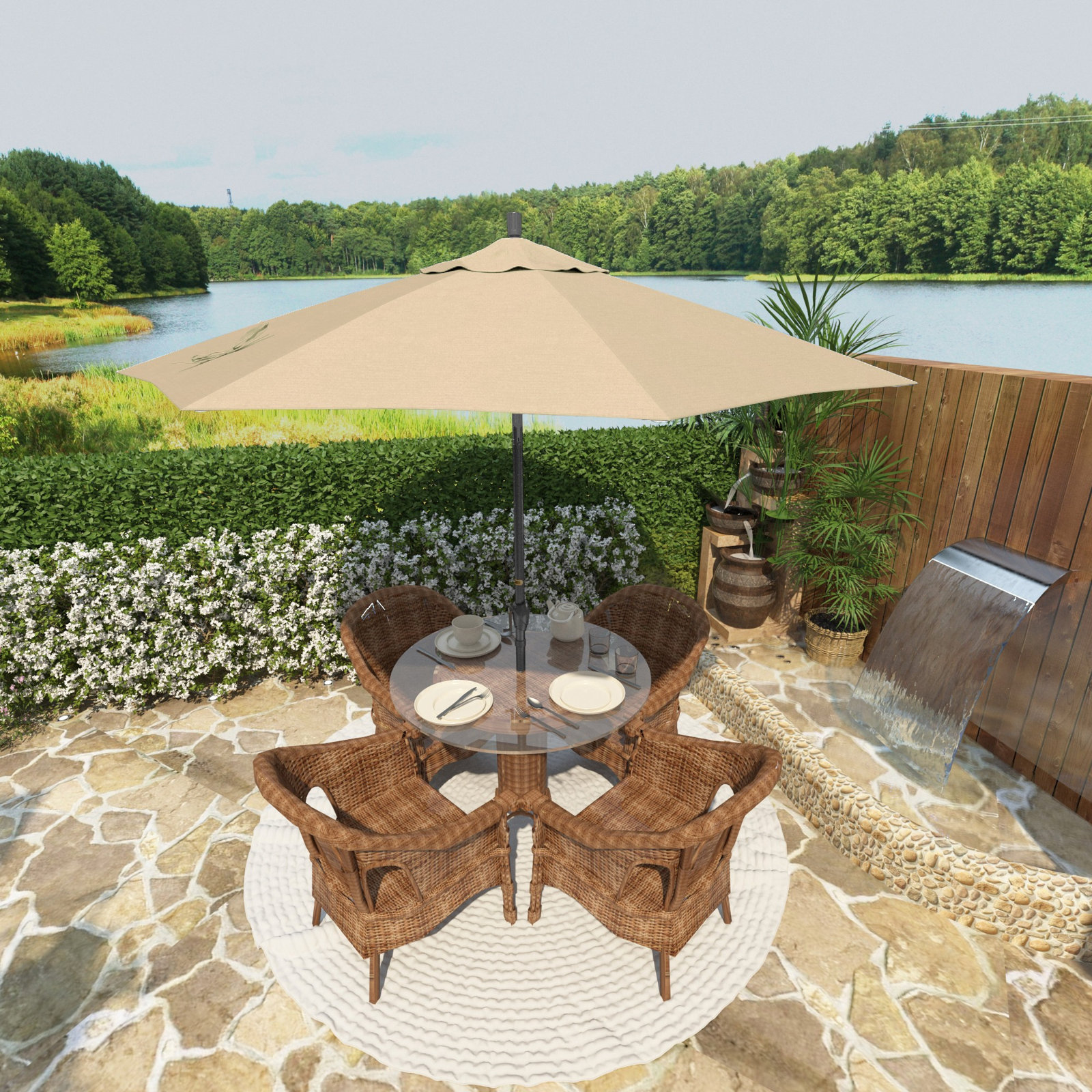 Lexia 90'' Sunbrella® Outdoor Umbrella, Antique Beige Sunbrella® Canvas