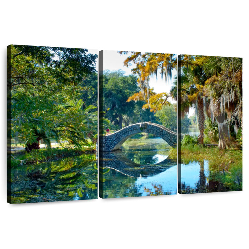 Lilie Bridge Over Pond, 28" H x 45" W