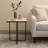 Elyna Square Travertine Stone-Top Side Table with Asymmetrical Iron Base, Beige and Black