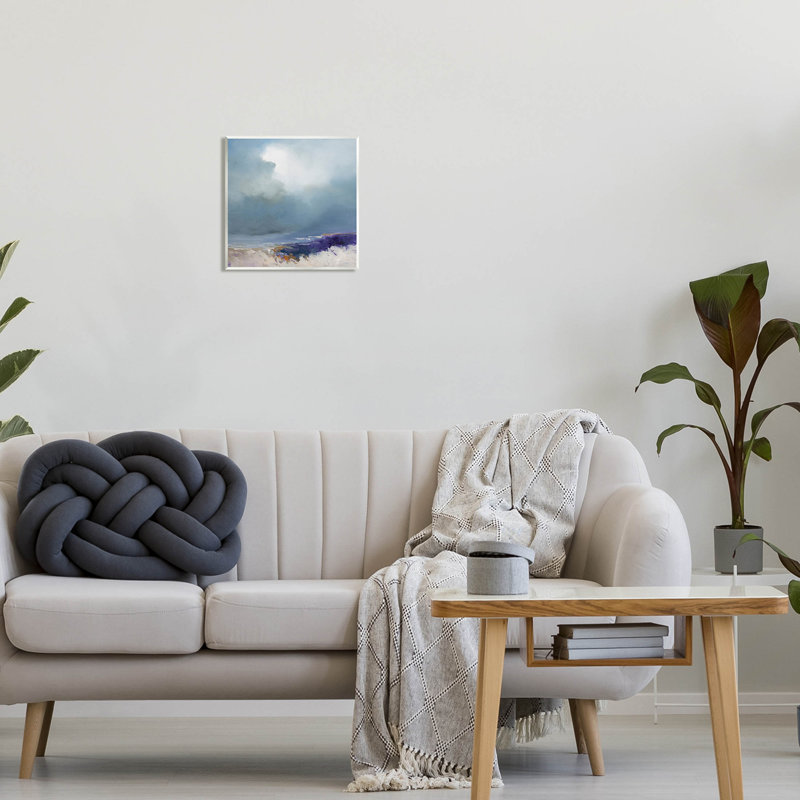 Overcast Ocean Splashing Waves Abstract Painting on MDF Wood
