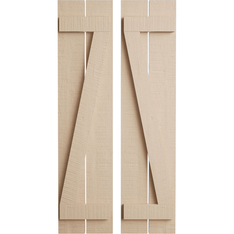 Volets rustiques en bois synthétique à deux planches espacées avec planche en Z (par paire), 11"