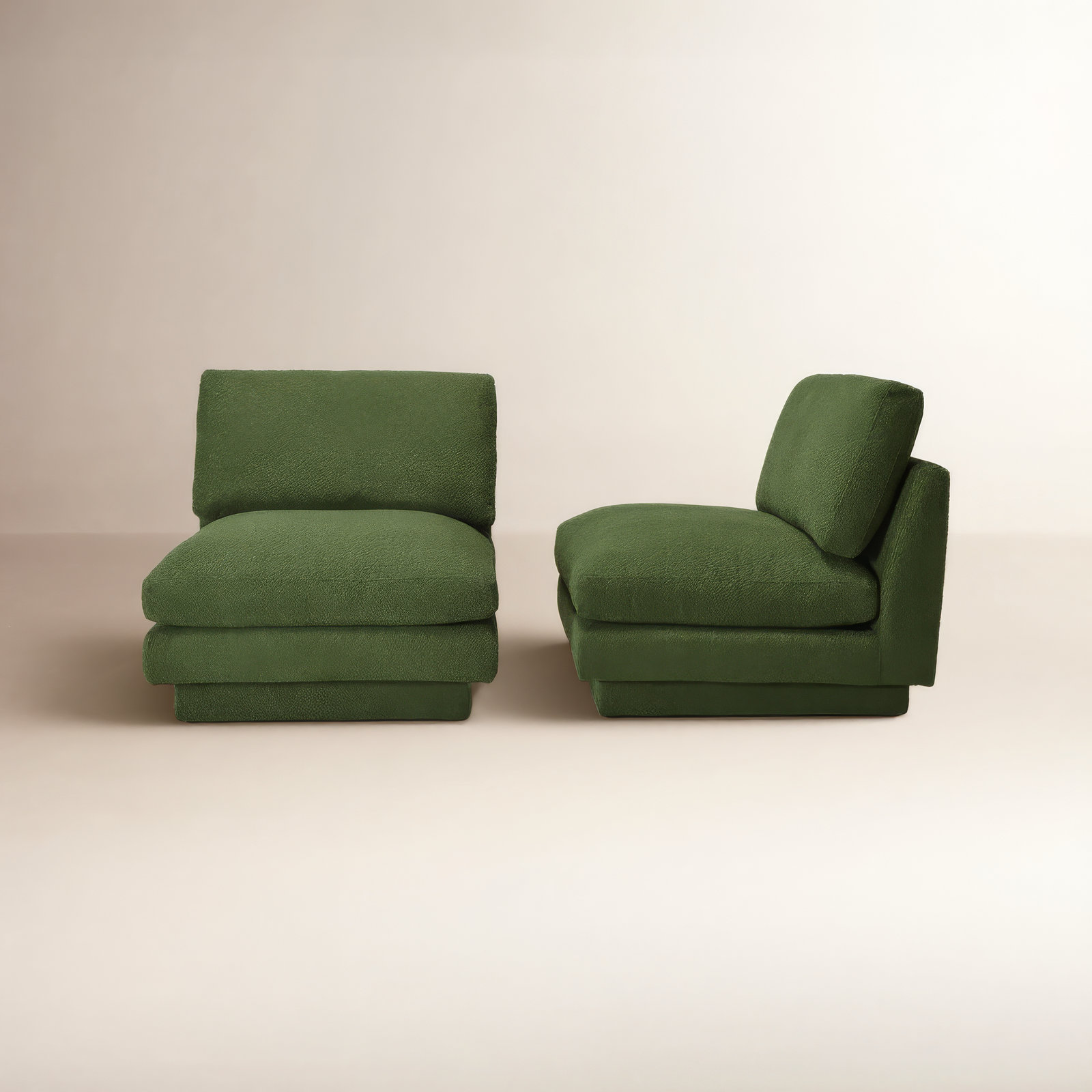 Woolf Upholstered Slipper Chair, Green Boucle