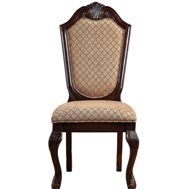 Et beige 2 chaises d'appoint de salle à manger - dossier uni traditionnel avec coussin, garniture 2, dossier, garniture soudée