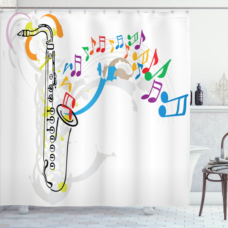 Ensemble de rideau de douche festival notes melodies Music, H 70 po x l 69 po