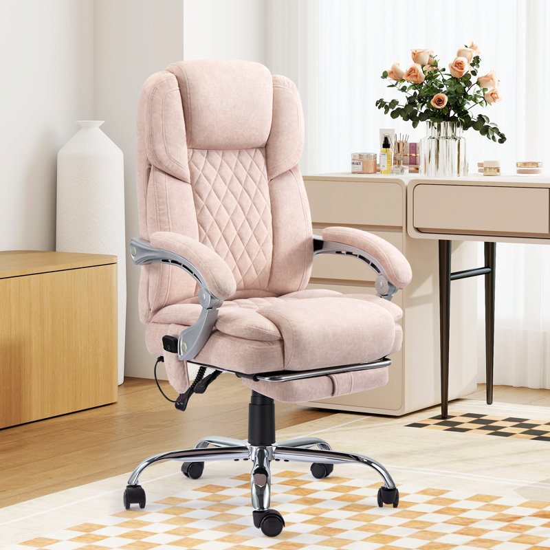Katrein Ergonomic Heated Massage Executive Chair, Pink