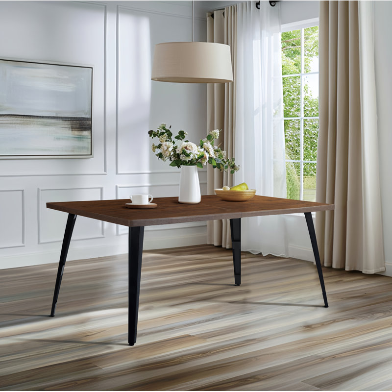 Albury Howington Modern Dining Table for 6 People  with Flat Iron Legs Adjustable Feet Premium Edge Finishes, Brown