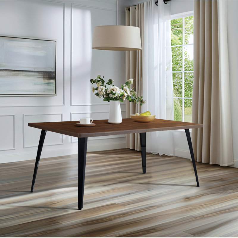 Table de salle à manger moderne pour 6 personnes avec pieds plats en fer Albury Howington, Brun