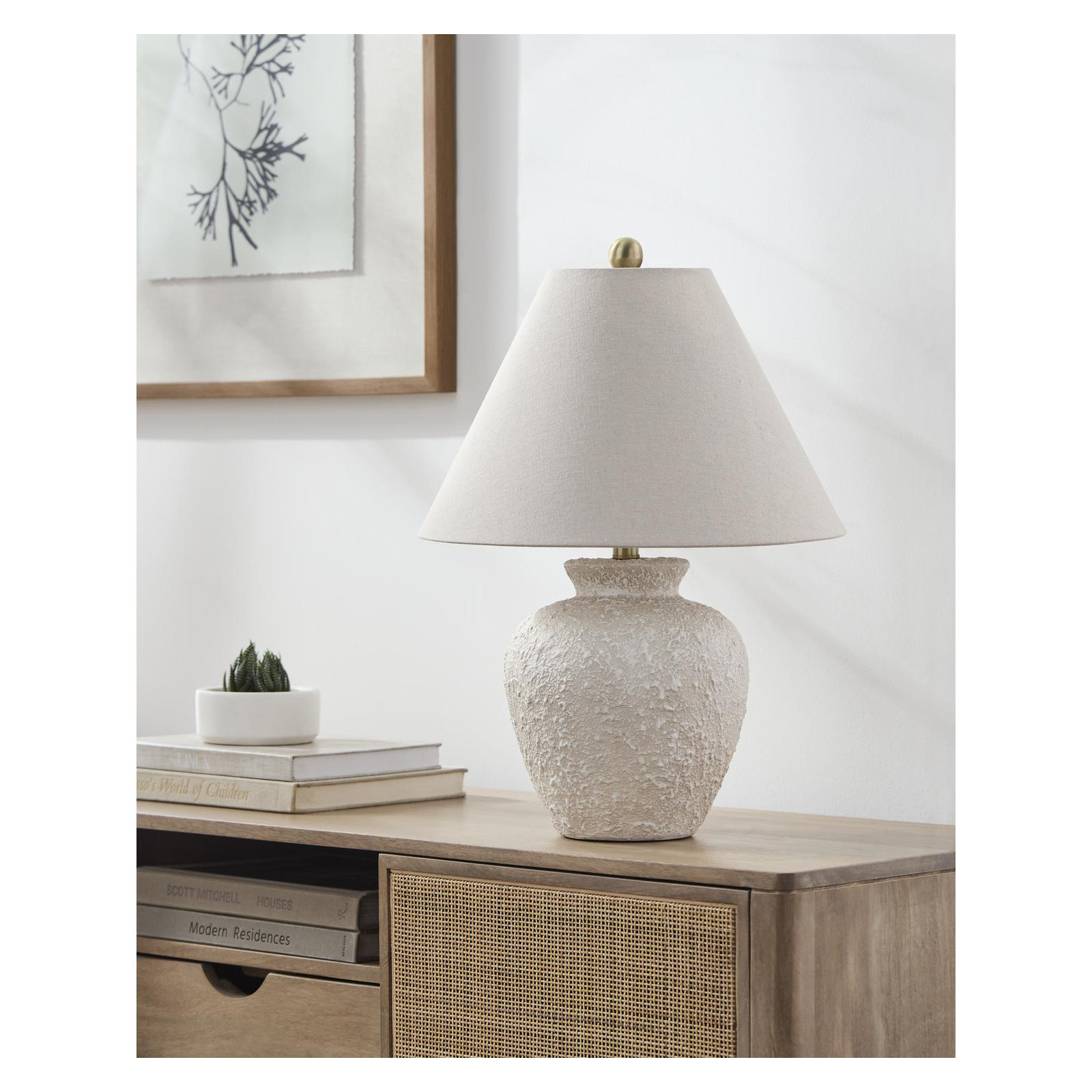 Calico Table Lamp, Cream Finish / Natural Shade